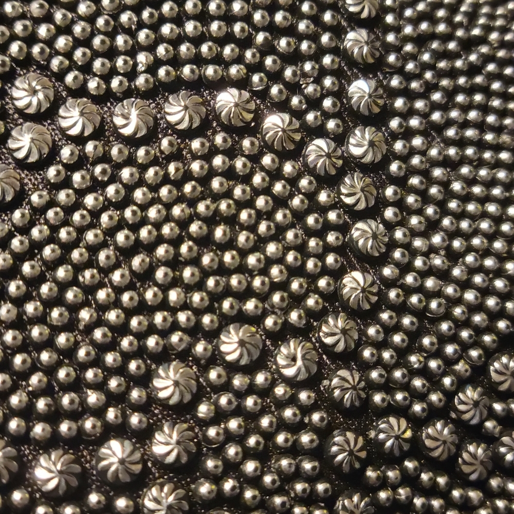 Clutch or shoulder bag metal studded beading